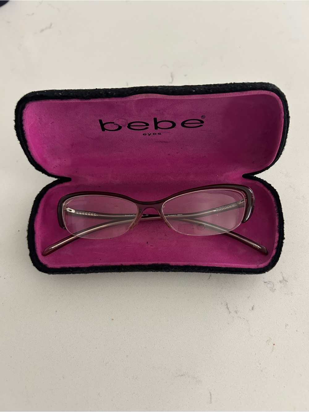 bebe Women's Purple/Pink-Tone Metal Frame Glasses with Matching Case